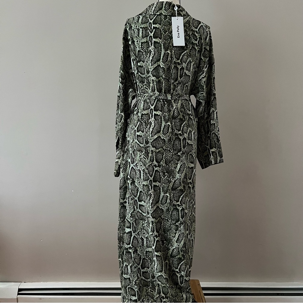 ENA PELLY green Python Utility belted maxi Shirt Dress 10 - Picture 6 of 10